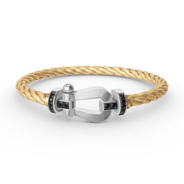 [Saipan]FORCE LARGE HORSESHOE BLACK DIAMOND BRACELET - WHITE GOLD