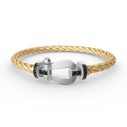 [Saipan]FORCE LARGE HORSESHOE BLACK DIAMOND BRACELET - WHITE GOLD
