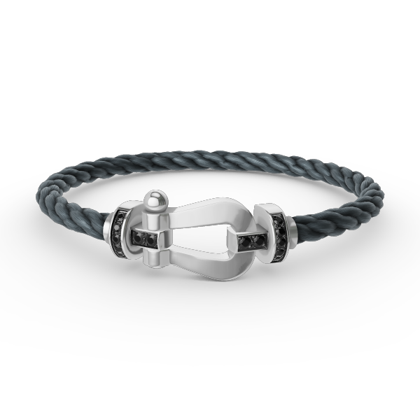 [Saipan]FORCE LARGE HORSESHOE BLACK DIAMOND BRACELET - WHITE GOLD