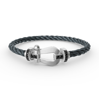 [Saipan]FORCE LARGE HORSESHOE BLACK DIAMOND BRACELET - WHITE GOLD