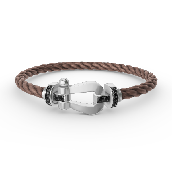 [Saipan]FORCE LARGE HORSESHOE BLACK DIAMOND BRACELET - WHITE GOLD