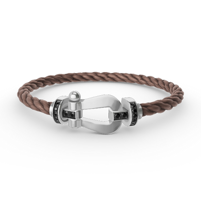 [Saipan]FORCE LARGE HORSESHOE BLACK DIAMOND BRACELET - WHITE GOLD