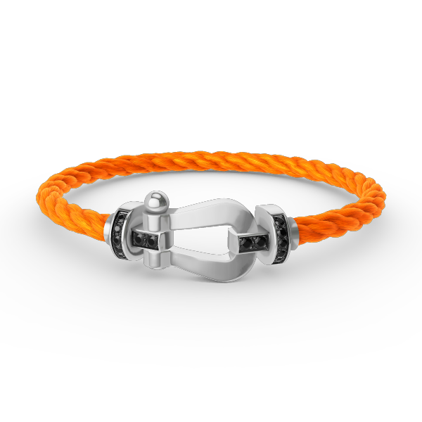 [Saipan]FORCE LARGE HORSESHOE BLACK DIAMOND BRACELET - WHITE GOLD