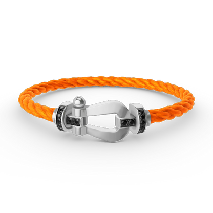 [Saipan]FORCE LARGE HORSESHOE BLACK DIAMOND BRACELET - WHITE GOLD