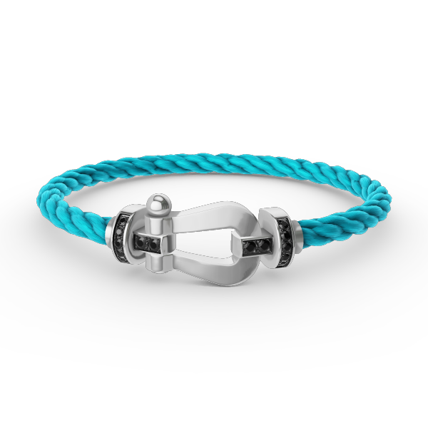 [Saipan]FORCE LARGE HORSESHOE BLACK DIAMOND BRACELET - WHITE GOLD