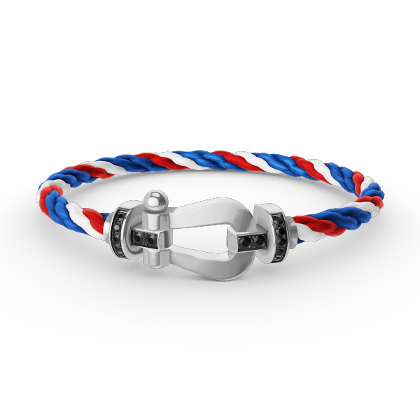 [Saipan]FORCE LARGE HORSESHOE BLACK DIAMOND BRACELET - WHITE GOLD