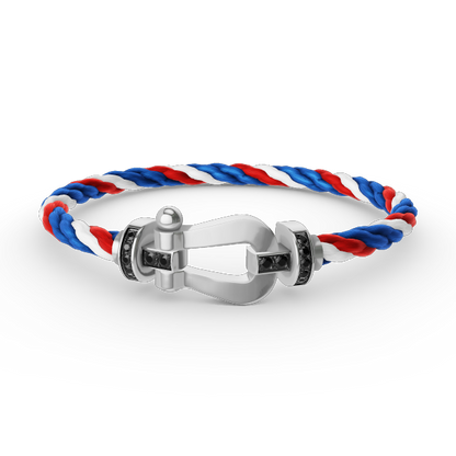 [Saipan]FORCE LARGE HORSESHOE BLACK DIAMOND BRACELET - WHITE GOLD