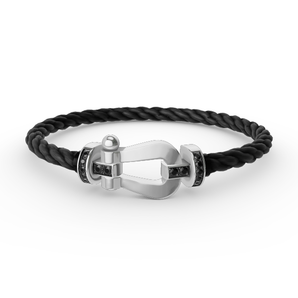 [Saipan]FORCE LARGE HORSESHOE BLACK DIAMOND BRACELET - WHITE GOLD