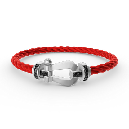 [Saipan]FORCE LARGE HORSESHOE BLACK DIAMOND BRACELET - WHITE GOLD
