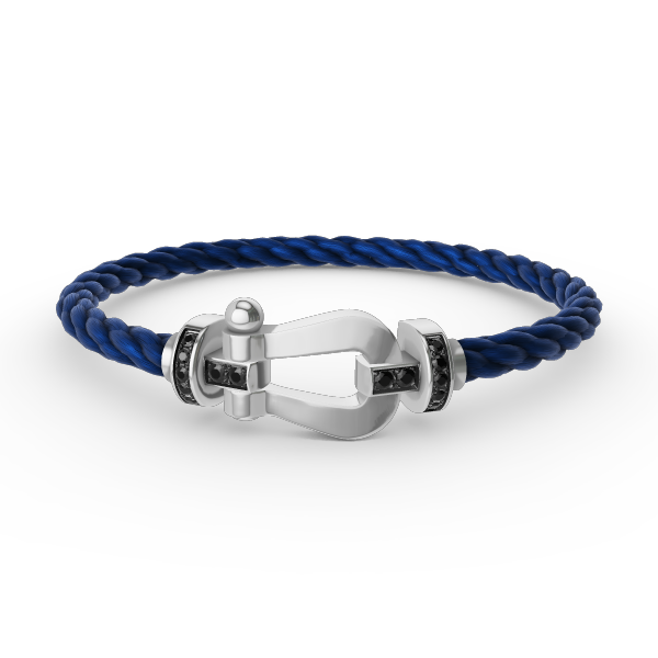 [Saipan]FORCE LARGE HORSESHOE BLACK DIAMOND BRACELET - WHITE GOLD