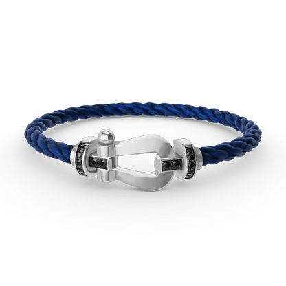 [Saipan]FORCE LARGE HORSESHOE BLACK DIAMOND BRACELET - WHITE GOLD