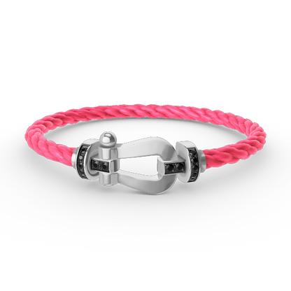 [Saipan]FORCE LARGE HORSESHOE BLACK DIAMOND BRACELET - WHITE GOLD