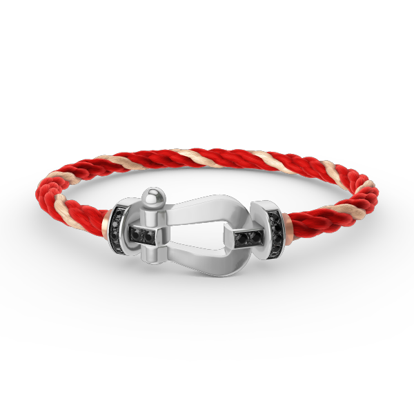 [Saipan]FORCE LARGE HORSESHOE BLACK DIAMOND BRACELET - WHITE GOLD