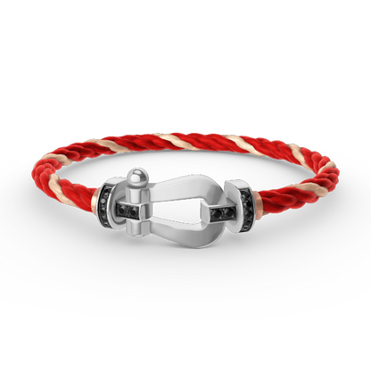 [Saipan]FORCE LARGE HORSESHOE BLACK DIAMOND BRACELET - WHITE GOLD