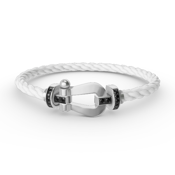 [Saipan]FORCE LARGE HORSESHOE BLACK DIAMOND BRACELET - WHITE GOLD