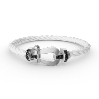 [Saipan]FORCE LARGE HORSESHOE BLACK DIAMOND BRACELET - WHITE GOLD
