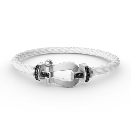 [Saipan]FORCE LARGE HORSESHOE BLACK DIAMOND BRACELET - WHITE GOLD