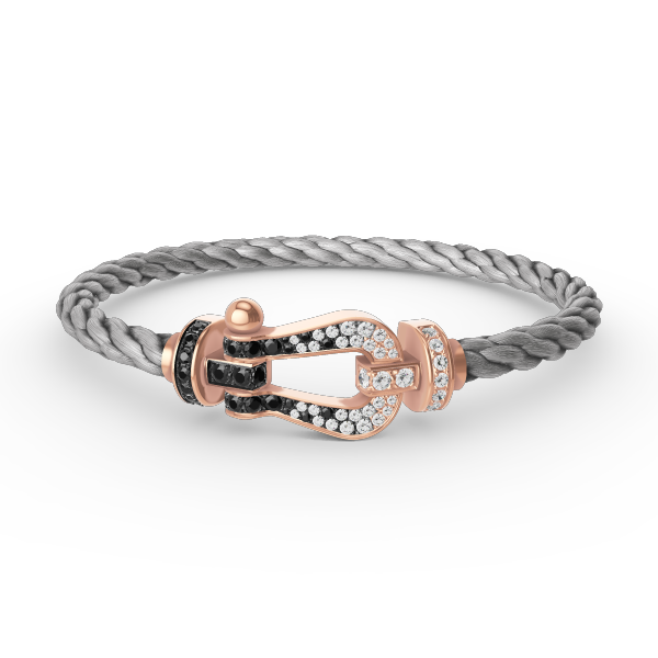 [Saipan]FORCE LARGE HORSESHOE BLACK & WHITE DIAMOND BRACELET - ROSE GOLD