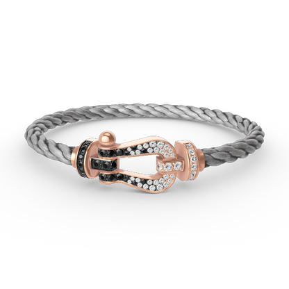 [Saipan]FORCE LARGE HORSESHOE BLACK & WHITE DIAMOND BRACELET - ROSE GOLD