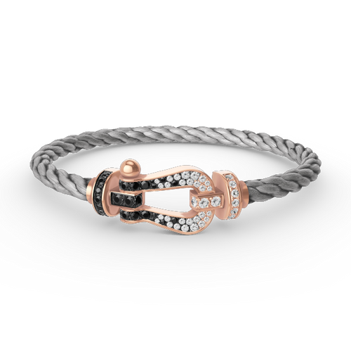 [Saipan]FORCE LARGE HORSESHOE BLACK & WHITE DIAMOND BRACELET - ROSE GOLD
