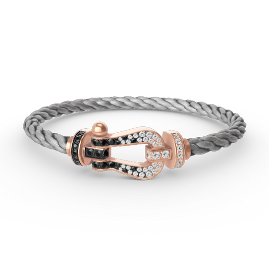 [Saipan]FORCE LARGE HORSESHOE BLACK & WHITE DIAMOND BRACELET - ROSE GOLD
