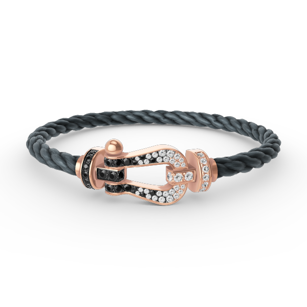 [Saipan]FORCE LARGE HORSESHOE BLACK & WHITE DIAMOND BRACELET - ROSE GOLD