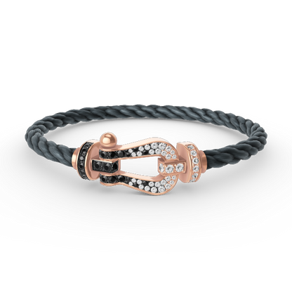 [Saipan]FORCE LARGE HORSESHOE BLACK & WHITE DIAMOND BRACELET - ROSE GOLD