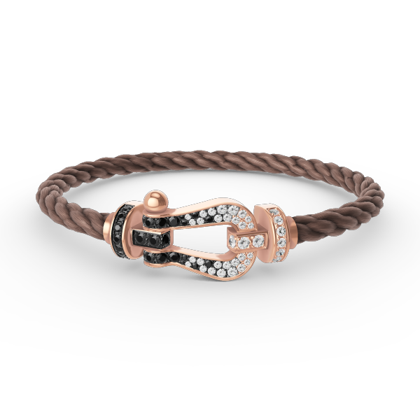 [Saipan]FORCE LARGE HORSESHOE BLACK & WHITE DIAMOND BRACELET - ROSE GOLD