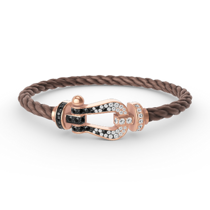 [Saipan]FORCE LARGE HORSESHOE BLACK & WHITE DIAMOND BRACELET - ROSE GOLD
