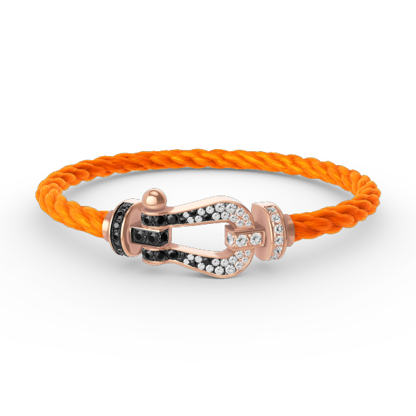 [Saipan]FORCE LARGE HORSESHOE BLACK & WHITE DIAMOND BRACELET - ROSE GOLD