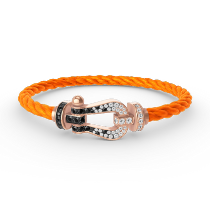 [Saipan]FORCE LARGE HORSESHOE BLACK & WHITE DIAMOND BRACELET - ROSE GOLD
