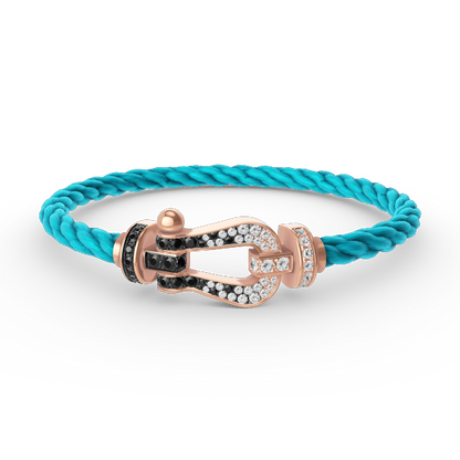 [Saipan]FORCE LARGE HORSESHOE BLACK & WHITE DIAMOND BRACELET - ROSE GOLD