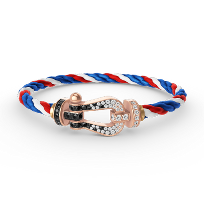 [Saipan]FORCE LARGE HORSESHOE BLACK & WHITE DIAMOND BRACELET - ROSE GOLD