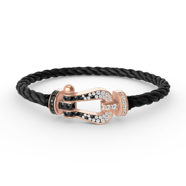 [Saipan]FORCE LARGE HORSESHOE BLACK & WHITE DIAMOND BRACELET - ROSE GOLD