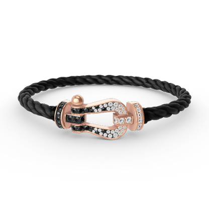 [Saipan]FORCE LARGE HORSESHOE BLACK & WHITE DIAMOND BRACELET - ROSE GOLD