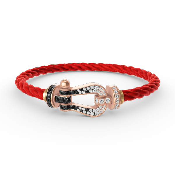[Saipan]FORCE LARGE HORSESHOE BLACK & WHITE DIAMOND BRACELET - ROSE GOLD