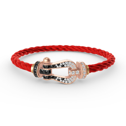 [Saipan]FORCE LARGE HORSESHOE BLACK & WHITE DIAMOND BRACELET - ROSE GOLD
