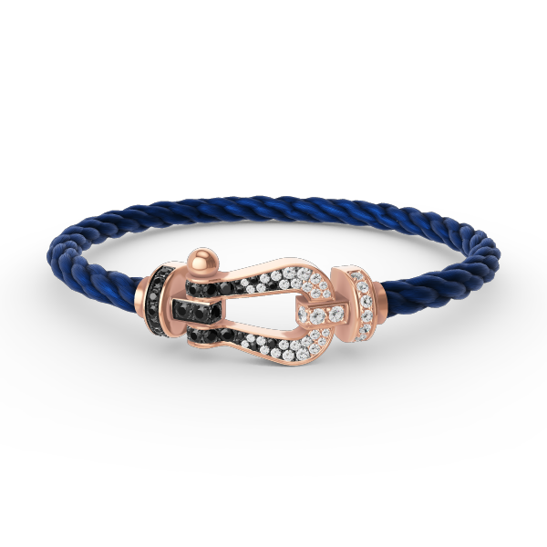 [Saipan]FORCE LARGE HORSESHOE BLACK & WHITE DIAMOND BRACELET - ROSE GOLD