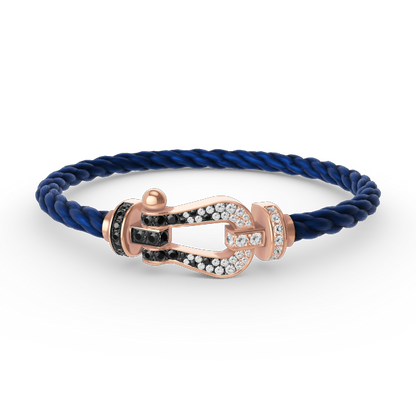 [Saipan]FORCE LARGE HORSESHOE BLACK & WHITE DIAMOND BRACELET - ROSE GOLD