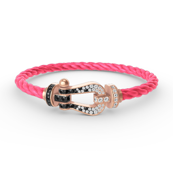 [Saipan]FORCE LARGE HORSESHOE BLACK & WHITE DIAMOND BRACELET - ROSE GOLD
