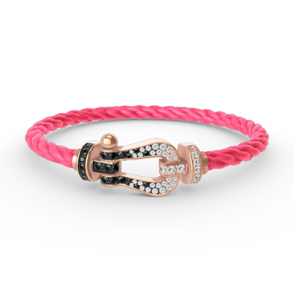 [Saipan]FORCE LARGE HORSESHOE BLACK & WHITE DIAMOND BRACELET - ROSE GOLD