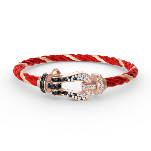 [Saipan]FORCE LARGE HORSESHOE BLACK & WHITE DIAMOND BRACELET - ROSE GOLD