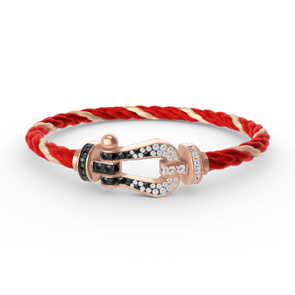 [Saipan]FORCE LARGE HORSESHOE BLACK & WHITE DIAMOND BRACELET - ROSE GOLD