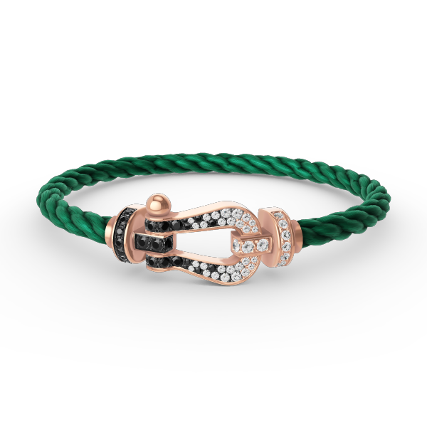 [Saipan]FORCE LARGE HORSESHOE BLACK & WHITE DIAMOND BRACELET - ROSE GOLD