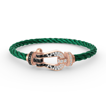 [Saipan]FORCE LARGE HORSESHOE BLACK & WHITE DIAMOND BRACELET - ROSE GOLD