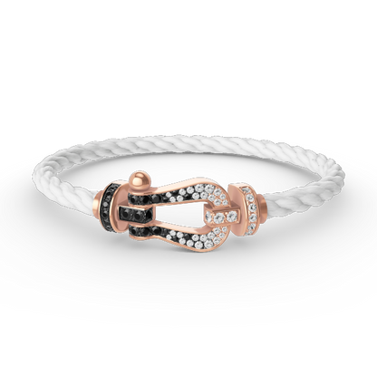 [Saipan]FORCE LARGE HORSESHOE BLACK & WHITE DIAMOND BRACELET - ROSE GOLD