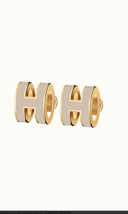 [Saipan]MINI POP H GOLD EARRINGS GREY