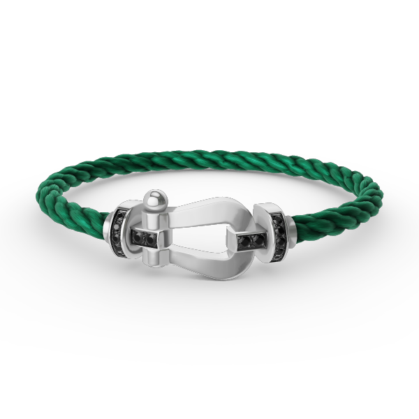 [Saipan]FORCE LARGE HORSESHOE BLACK DIAMOND BRACELET - WHITE GOLD