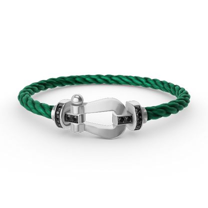 [Saipan]FORCE LARGE HORSESHOE BLACK DIAMOND BRACELET - WHITE GOLD
