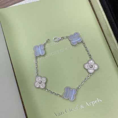 [Saipan]LUCKY CLOVER 5-MOTIF BRACELET - PURPLE CHALCEDONY COLLECTION
